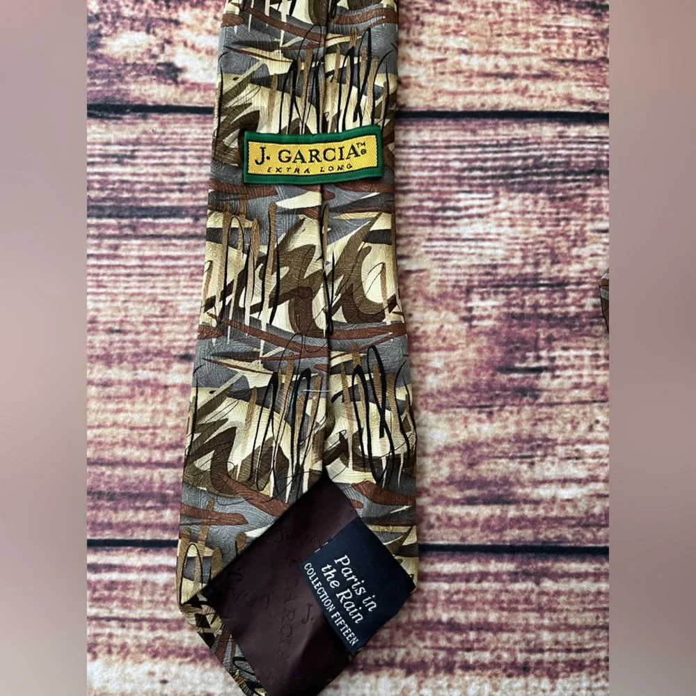 Men’s Jerry Garcia 100% silk Paris is the rain collection 15 extra long tie